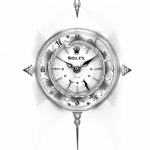 Rolex Clock With Lightning And Roses