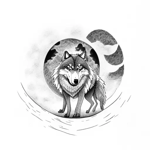 A Wolf On Top Of A Stone Surrounded By Forest Howling At The Moon