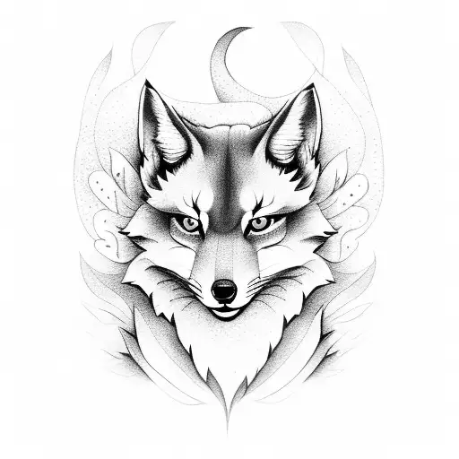 Kitsune With Cherre Blossom Tree