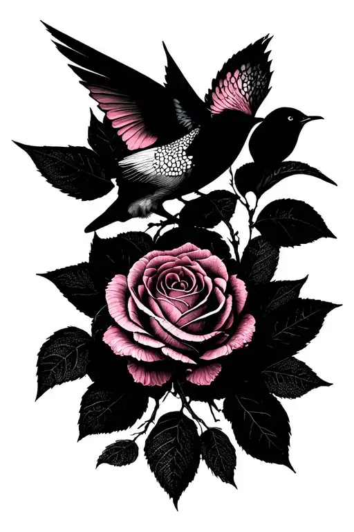 Magnolia Passiflore Pink Rose Spine And Birds