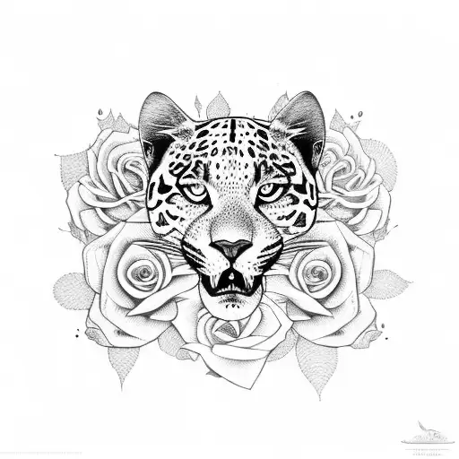 Jaguar And Moon And Roses