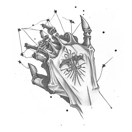 Skeleton Hand With A Red String And Stars