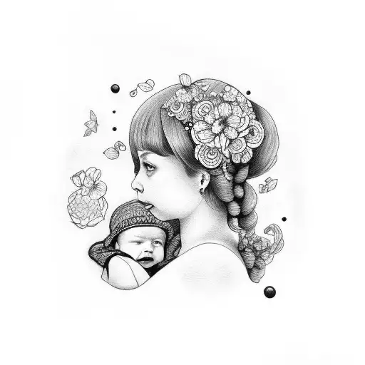 Girl Work A Baby On Arms