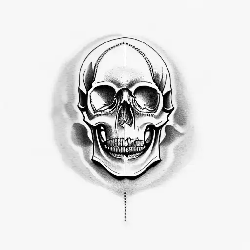 Human Skull Jaw Tattoo On Knee