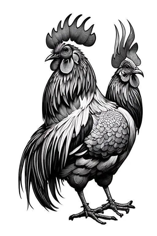 Rooster Holding Fork