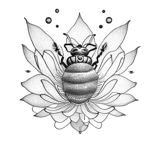 Bee Smelling Lotus Flowerbee Smelling Lotus Flower