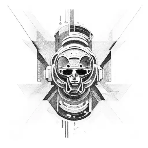 3D Cyberpunk Half Sleeve With 2001 Space Odyssey Black Monolit Motive