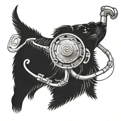 A Tattoo Of A Stethoscope Intertwined With A Dog Collar And Music Notes