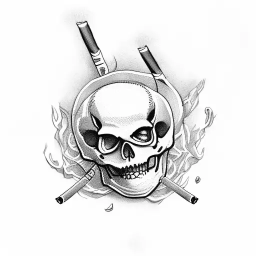 Smiliing Skeleton With Cigarette