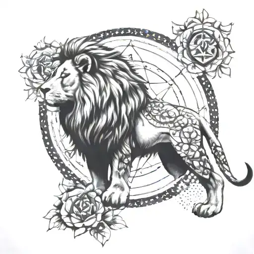Lion Compass Rose Flower
