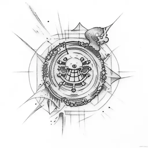 Luffy In Those Circle Nature Tattoo And Also Traces Of Rock Music