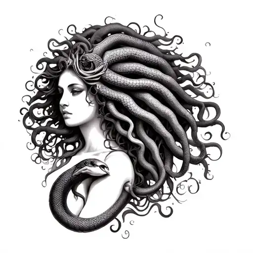 Nude Medusa With A Serpent Between Her Legs