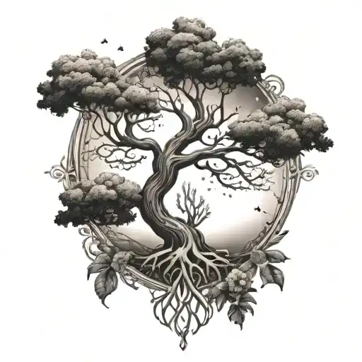 Tree Of Life With The 4 Elements
