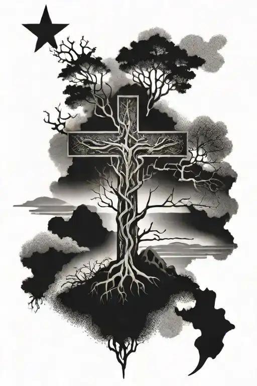 Cross And Tree Growing