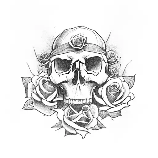 Skull With Roses On A Boat