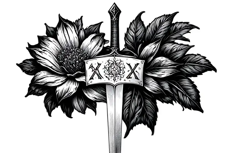 Viking Runes Flower Sword