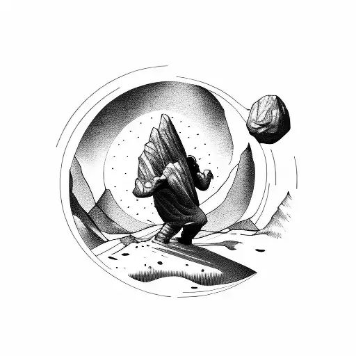 Sysiphus In Mountain With Sun