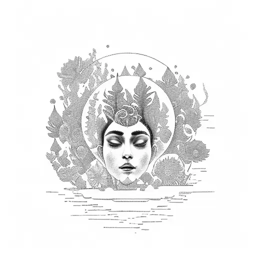 A Serene Moonlit Scene Of A Spiritual Soul Meditating Amidst A Vibrant Forest Of Flowers