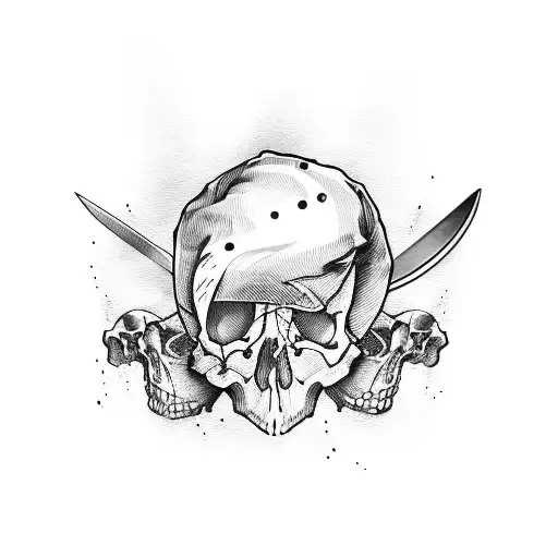 Skull With Chef Cap And Knife