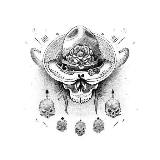 Skull With Sombrero And Maraca