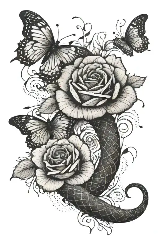 Roses Snake Flower Butterfly
