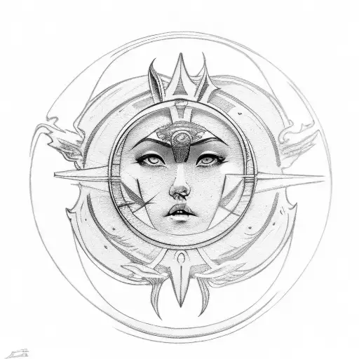 Justice Statue Hooded Holding Sun And Moon With Uroboros On Her Neck