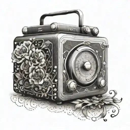 A Vintage Radio Design Intertwined With Intricate Floral Patterns