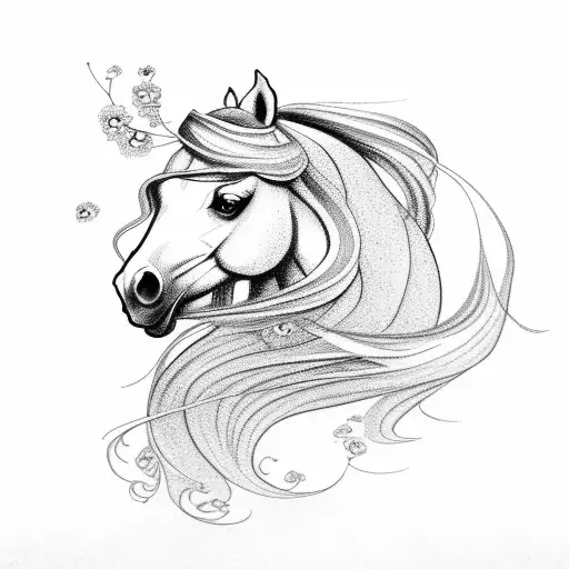 Arabian Horse With Flowers