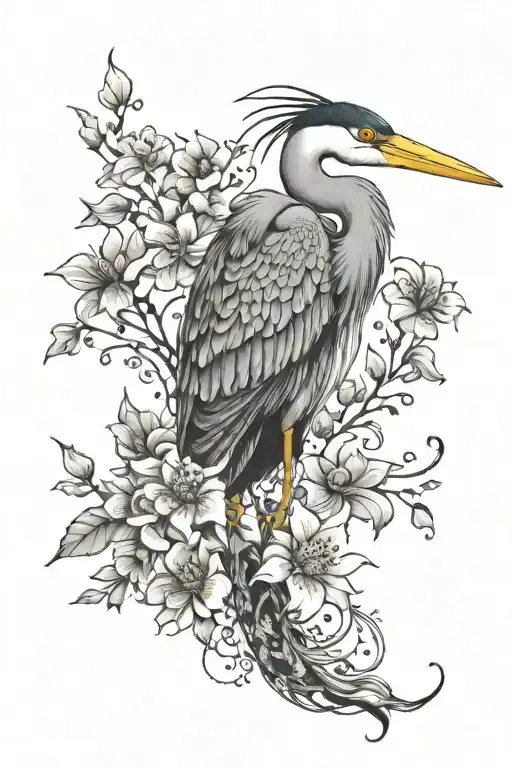 Heron Flowers Fighitng Snake