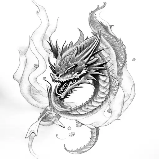 Mythical Dragon With Roses