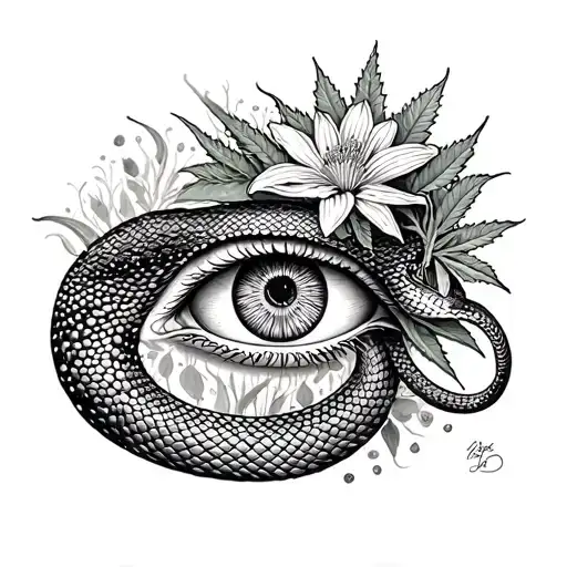 Third Eye And Snake More Flower Blooming And Ganja Life Mushroom