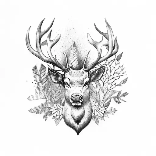 Majestic Stag In A Forest With Antlers Becoming Flowers