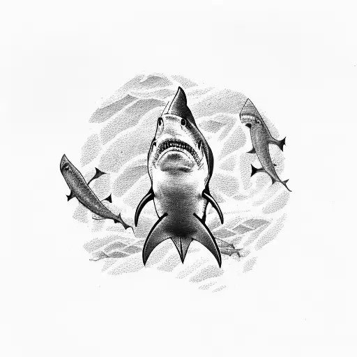 A Shark Swimming Through A Mountain Range