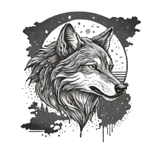 Create A Tattoo Of A Wolf Howling At The Moon With Metallica's Logo Subtly Integrated