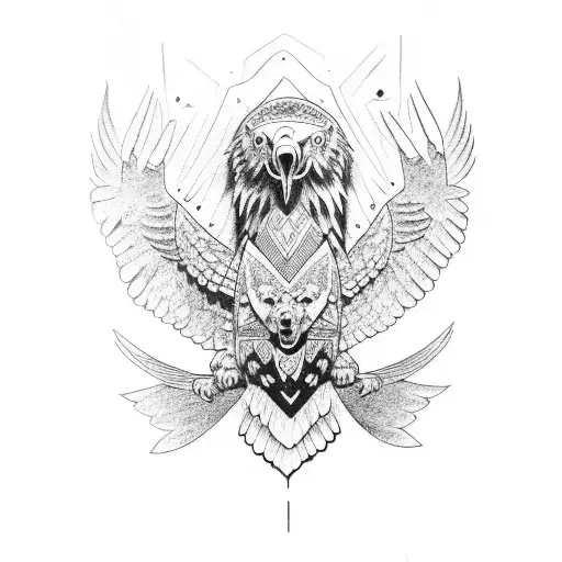 Totem With Eagle On Top Of Bear On Top Of Turtle