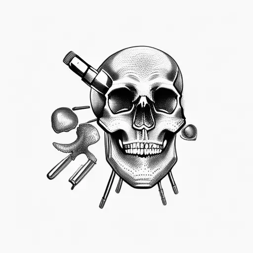 Skull With Medical Tools