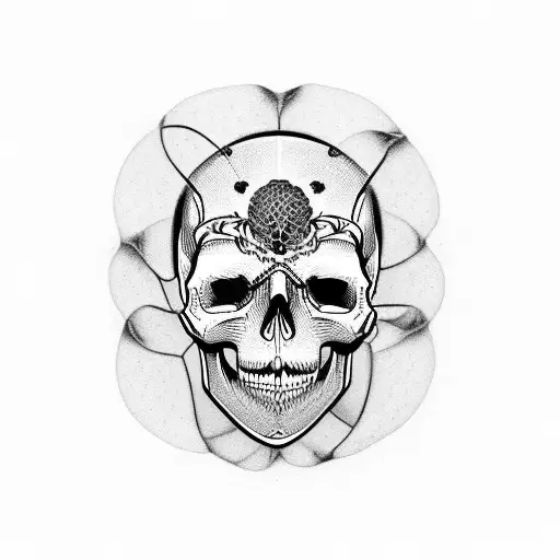 Skull With Scalpels Across Chin