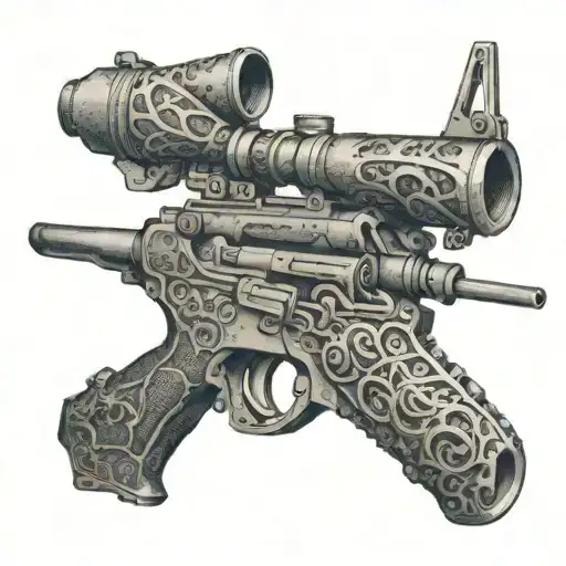 A Detailed Rifle Design Incorporating Elements Of The Ocean And Afghanistan Landscapes