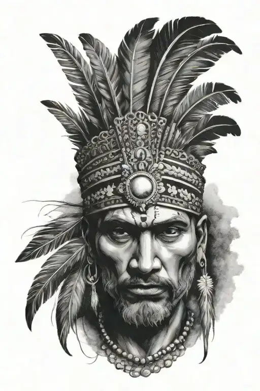 Indian Man With Feathers On His Head