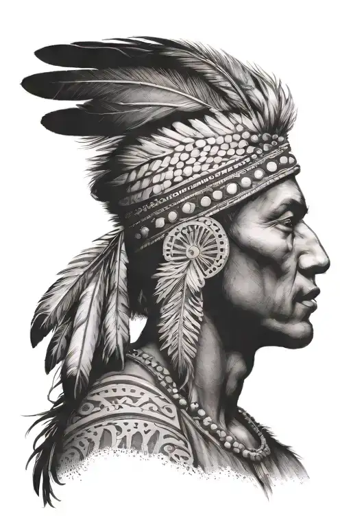 Indian Man With Feathers On His Head