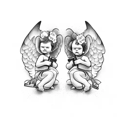 Baby Angels Holding Guns