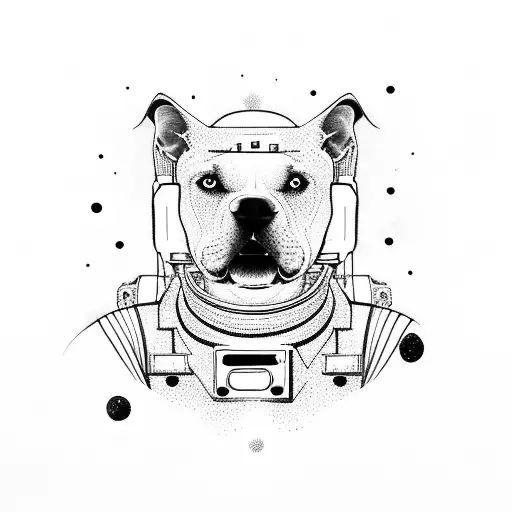 Pitbull Dog With Space Suit