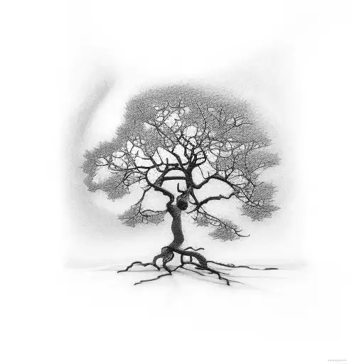 Oak Tree With Branches Wrapping Around Fist