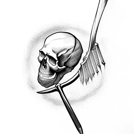 Skull With Two Scythes