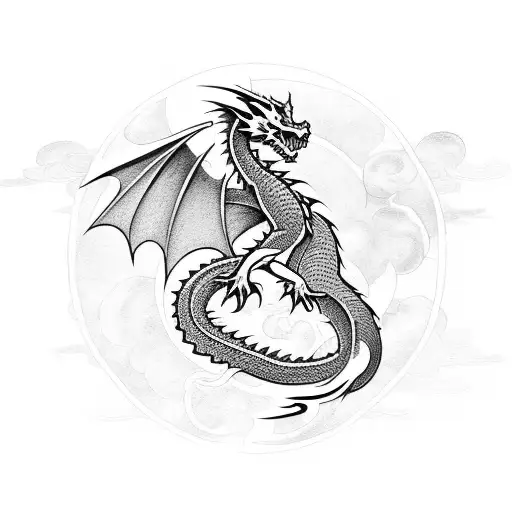 Small Dragon With Open Wings
