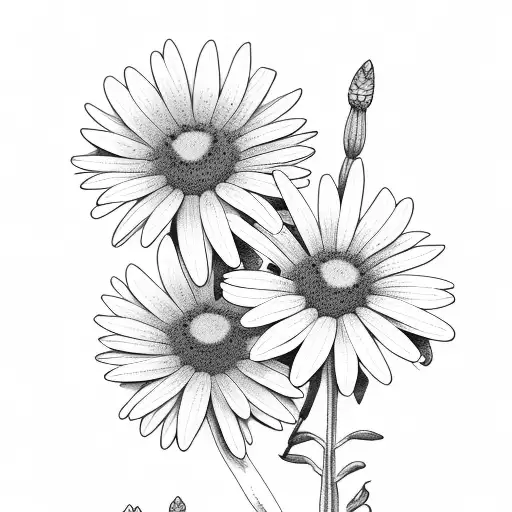 Trio Of Daisies In A Line