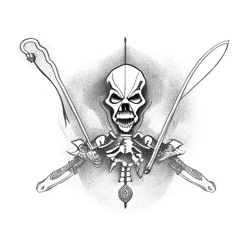 Grim Reaper Holding Puppet Strings Connected To A Knight