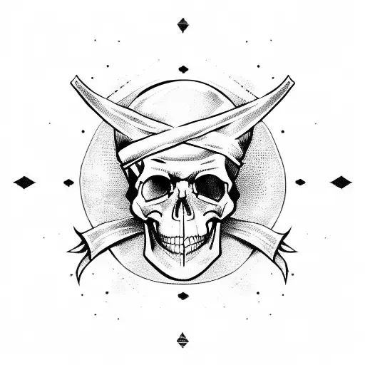 Pirate Flag With Skull In Cyberpunk Style