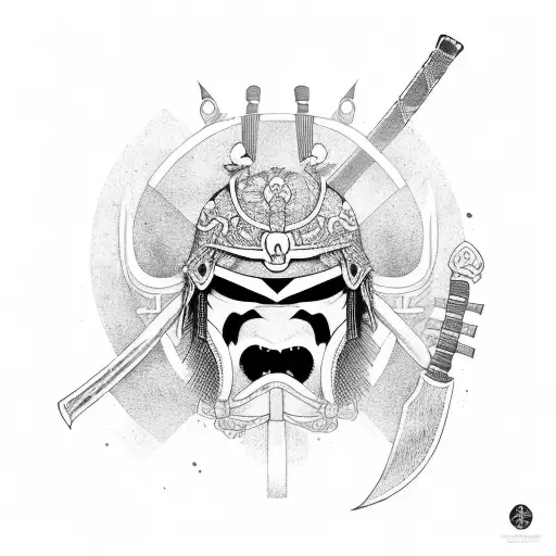 Samurai With Mask And Sword Full Body