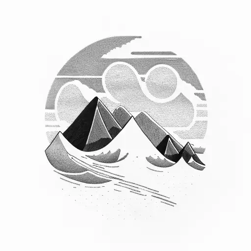 Mountains And Waves In A Line